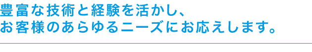 豊富な技術と経験を活かし、お客様のあらゆるニーズにお応えします。